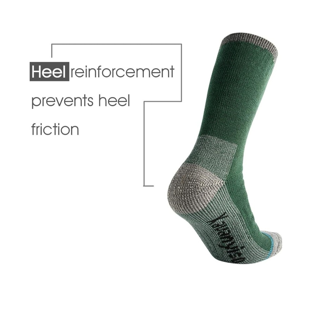 Durable Outdoor Hiking Socks Green‎ Reinforced Heel Moisture Wicking - Picture 3 of 4
